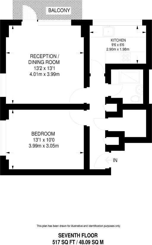 1 bedroom flat for sale - floorplan