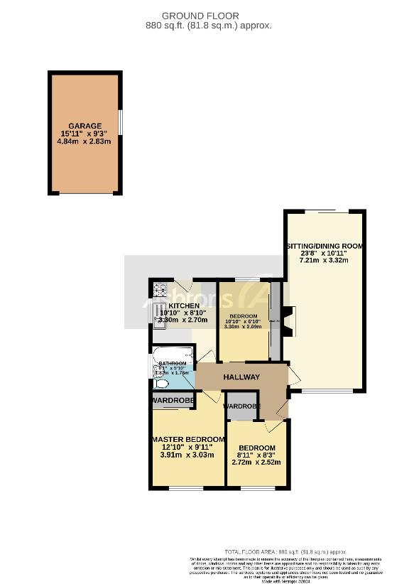 3 bedroom bungalow for sale - floorplan