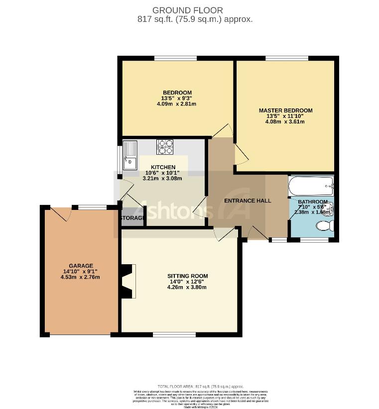 2 bedroom bungalow for sale - floorplan