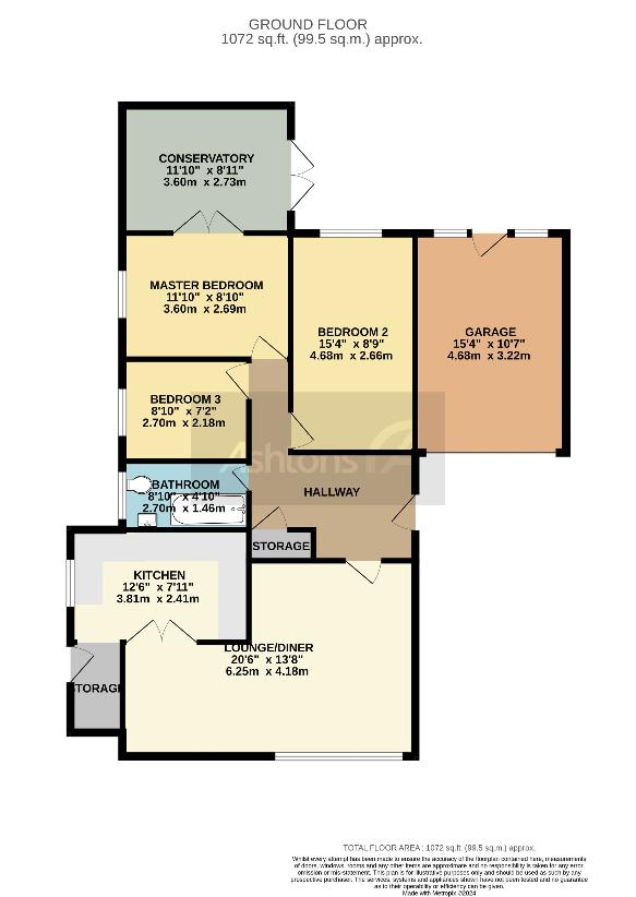 3 bedroom bungalow for sale - floorplan