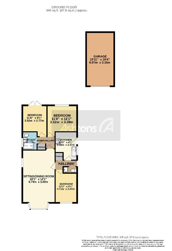 3 bedroom bungalow for sale - floorplan