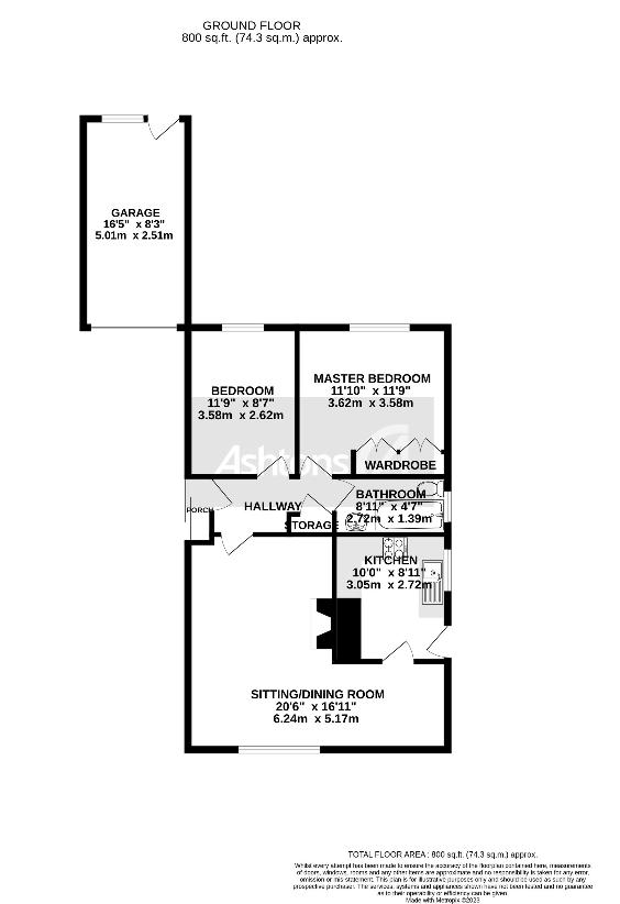 2 bedroom bungalow for sale - floorplan