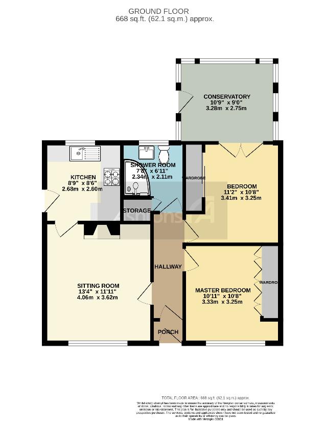 2 bedroom bungalow for sale - floorplan