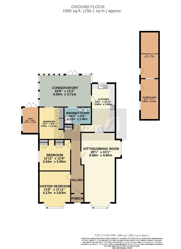 3 bedroom bungalow for sale - floorplan