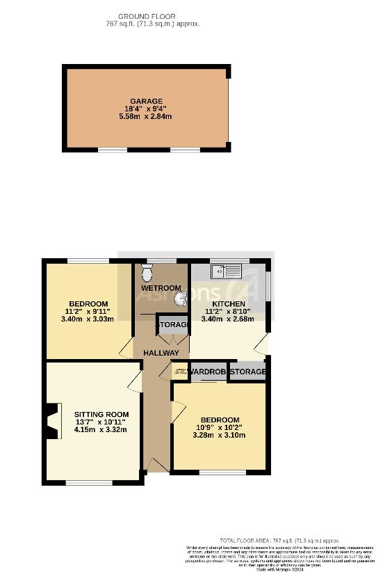 2 bedroom bungalow for sale - floorplan