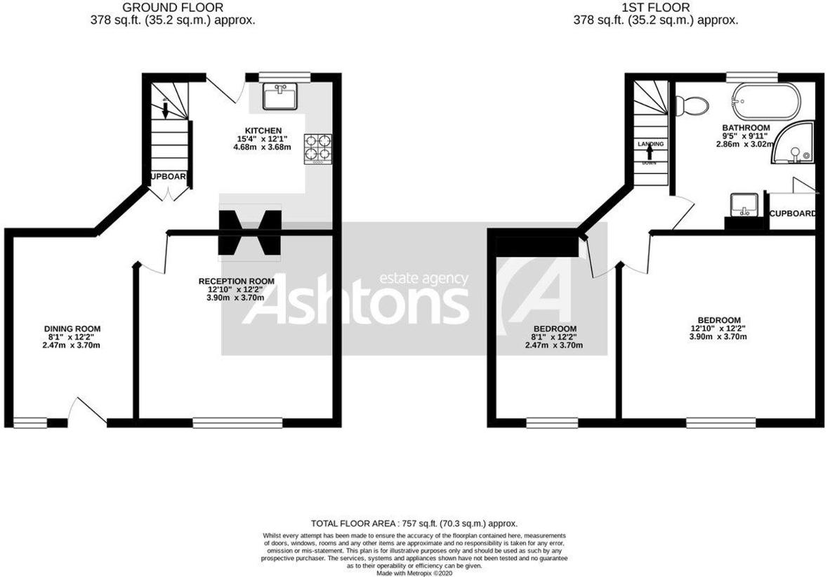 2 bedroom terraced house for sale - floorplan