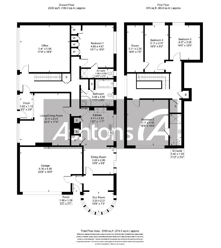 4 bedroom bungalow for sale - floorplan