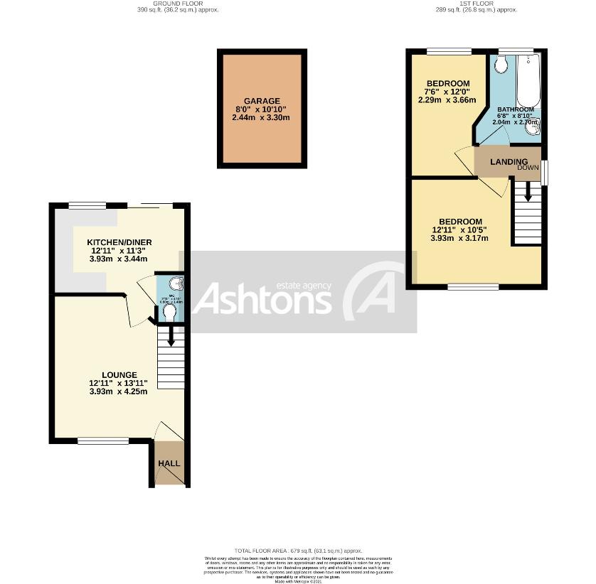 2 bedroom semi-detached house for sale - floorplan