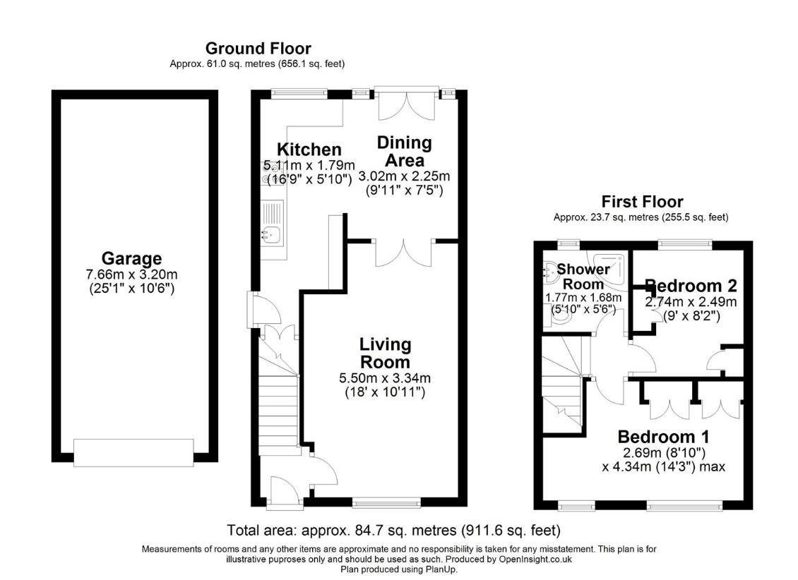 2 bedroom semi-detached house for sale - floorplan