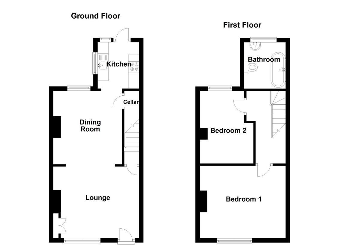 2 bedroom terraced house for sale - floorplan