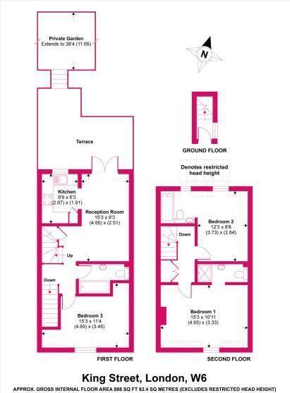 3 bedroom flat for sale - floorplan