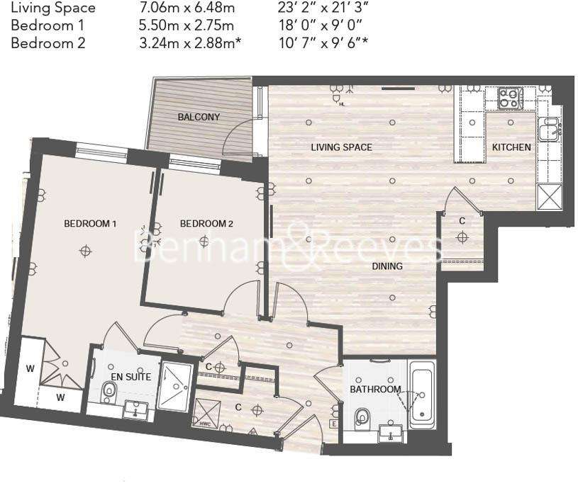 2 bedroom flat to rent - floorplan