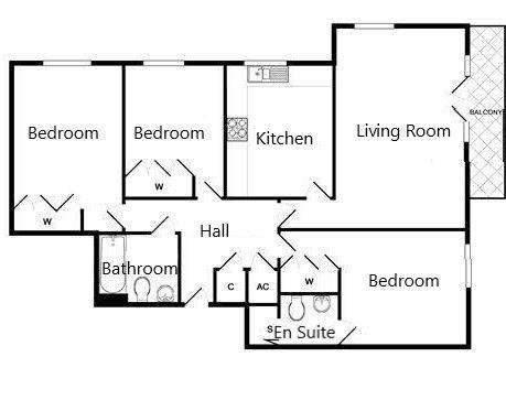 3 bedroom flat for sale - floorplan