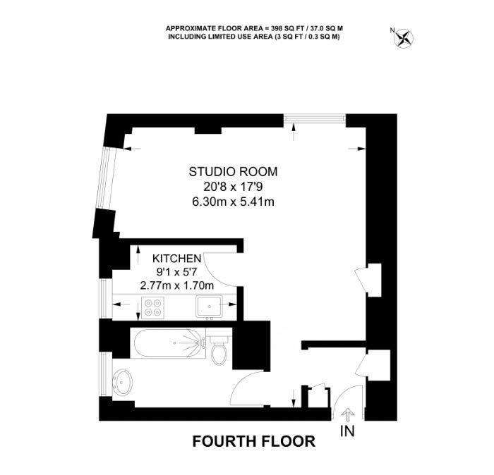 Studio flat to rent - floorplan