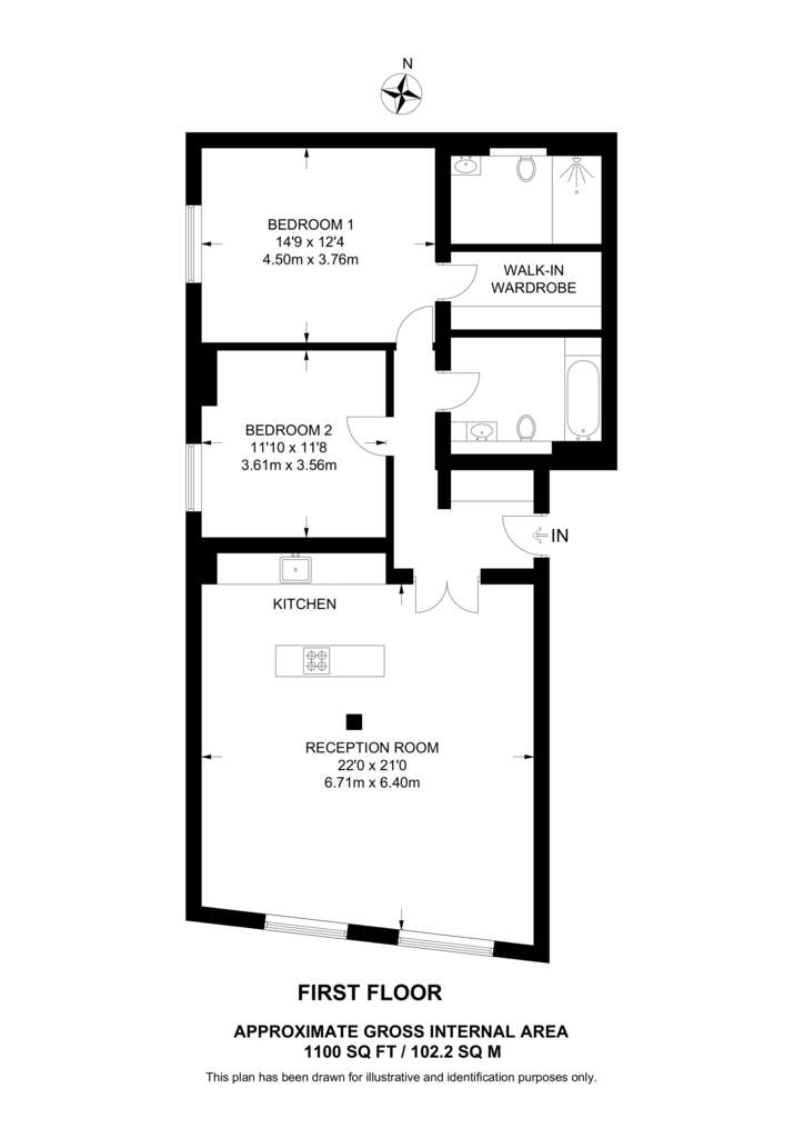 2 bedroom flat to rent - floorplan