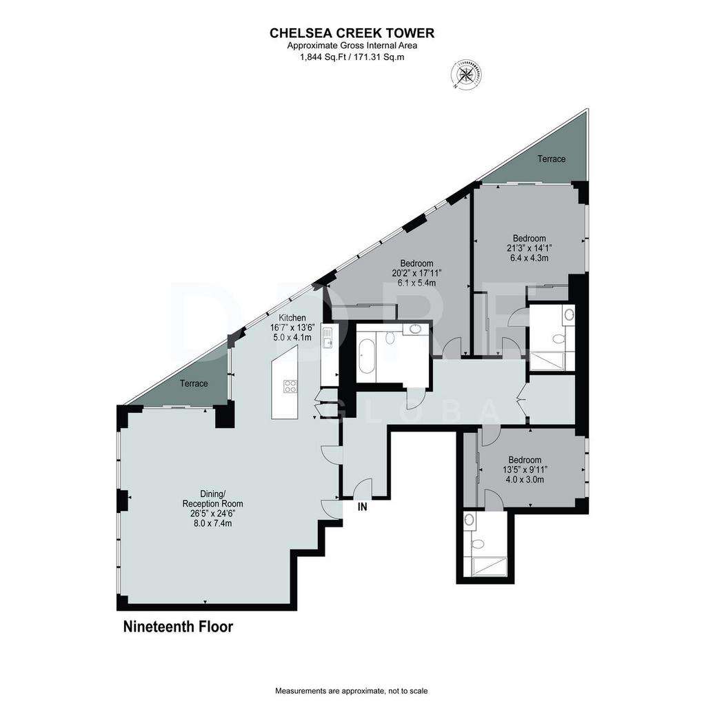 3 bedroom flat to rent - floorplan