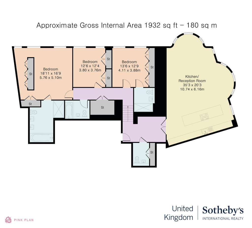 3 bedroom flat to rent - floorplan