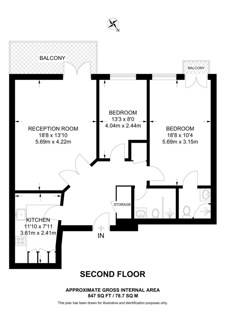 2 bedroom flat to rent - floorplan