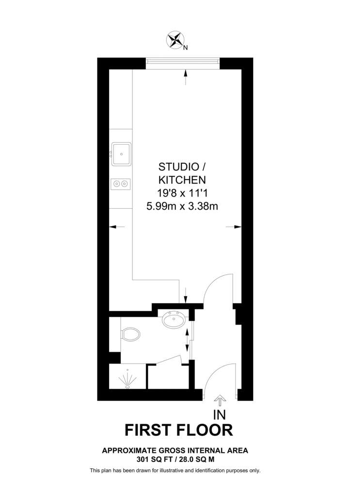 Studio flat to rent - floorplan