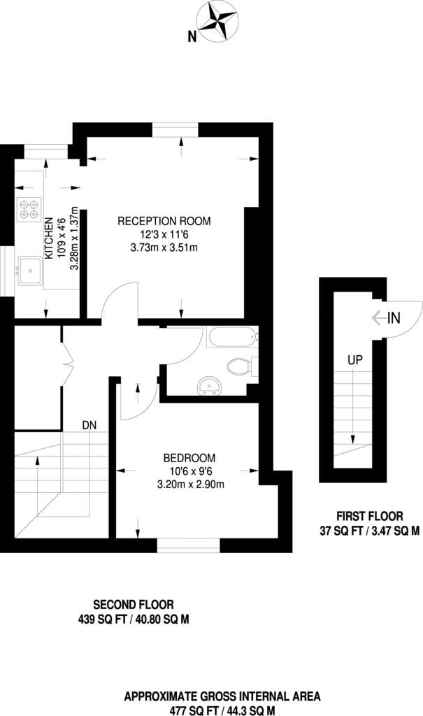 1 bedroom flat to rent - floorplan