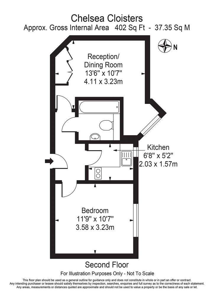 1 bedroom flat to rent - floorplan