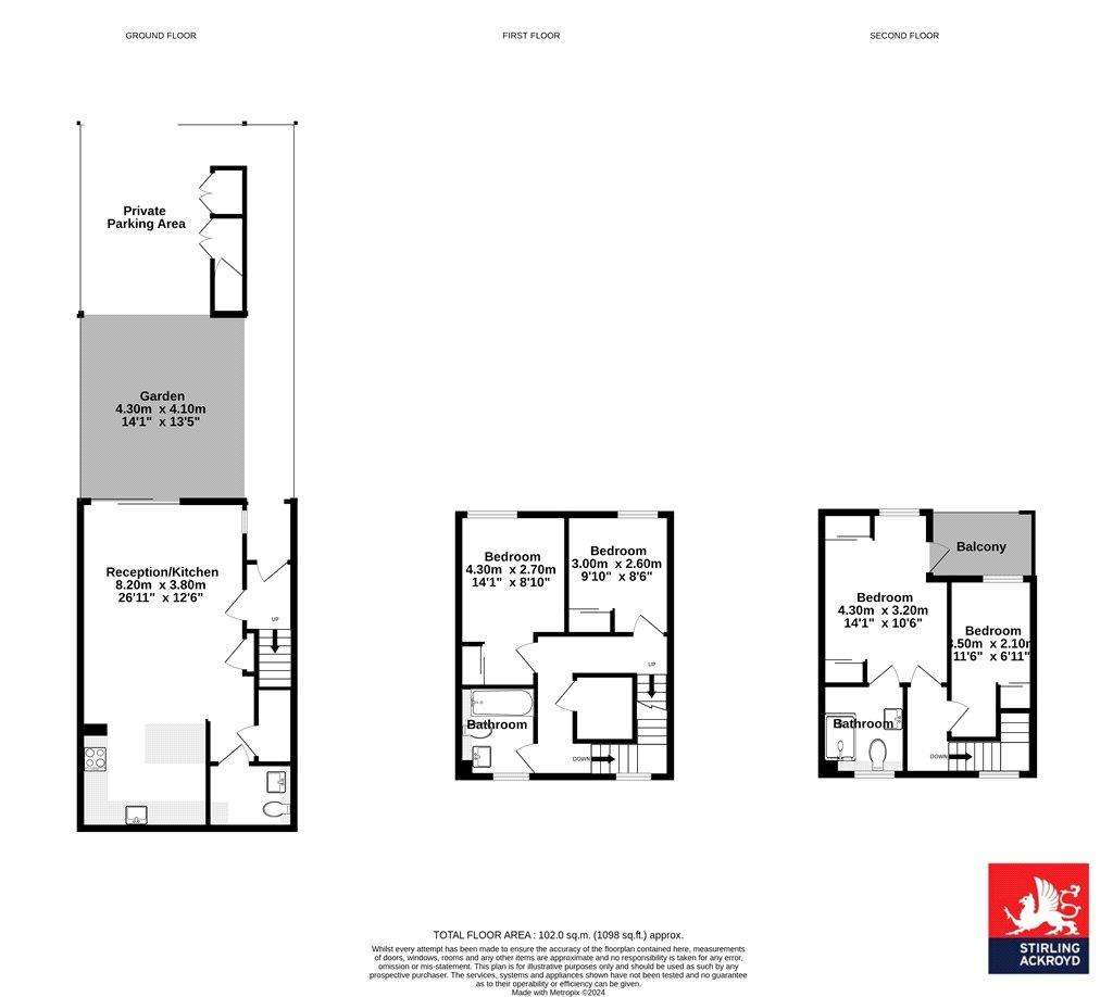 4 bedroom terraced house for sale - floorplan