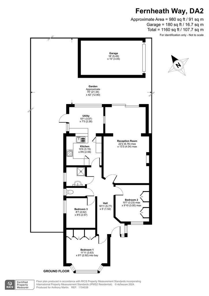 3 bedroom bungalow for sale - floorplan