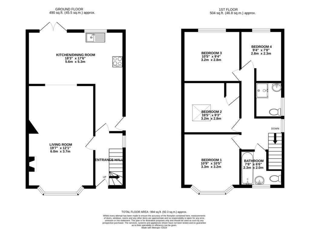 4 bedroom semi-detached house for sale - floorplan