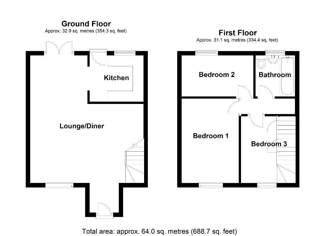 3 bedroom property for sale - floorplan