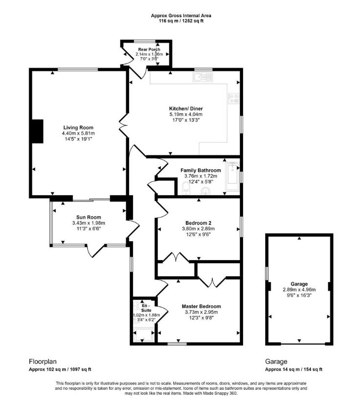 2 bedroom bungalow for sale - floorplan