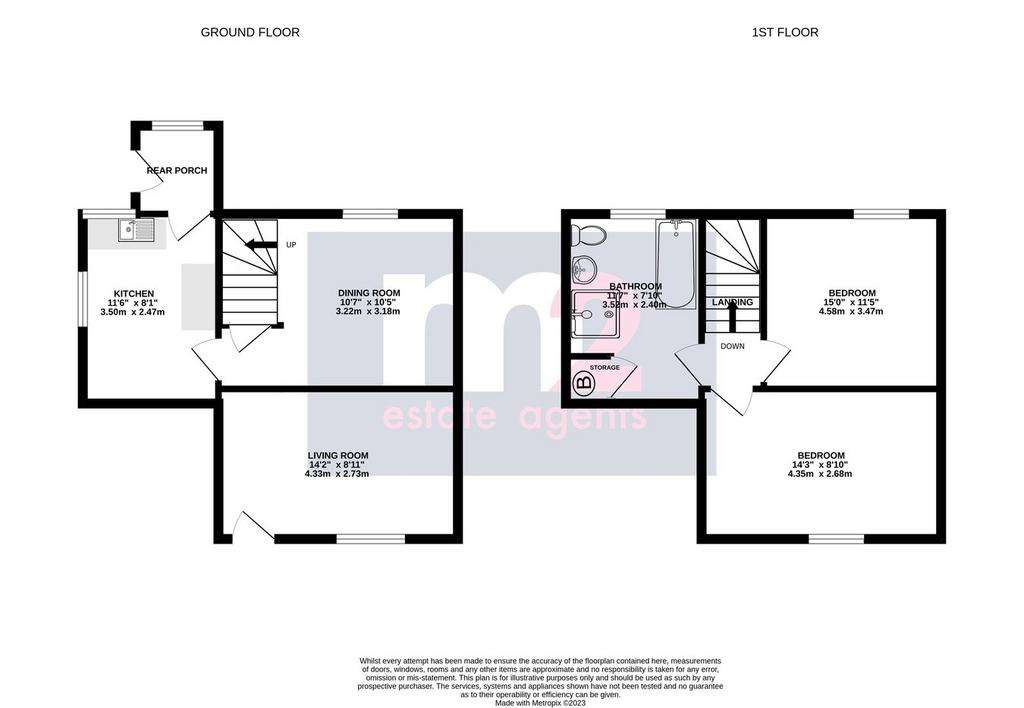 2 bedroom end of terrace house for sale - floorplan