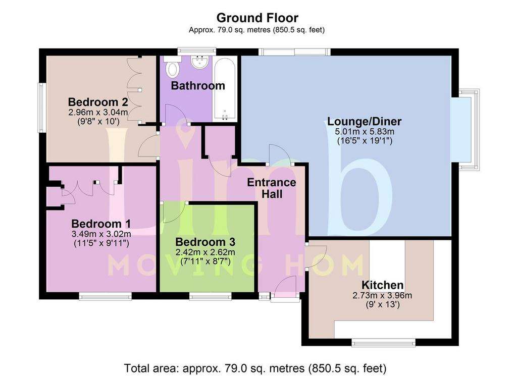 3 bedroom detached bungalow for sale - floorplan