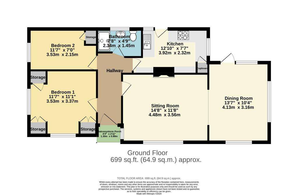 2 bedroom detached bungalow for sale - floorplan