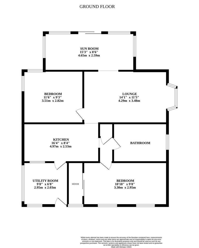 2 bedroom detached bungalow for sale - floorplan