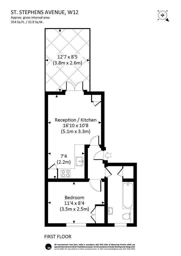 1 bedroom flat to rent - floorplan