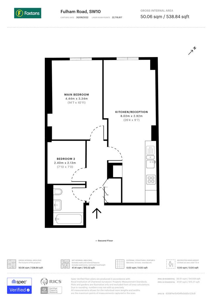 2 bedroom flat to rent - floorplan