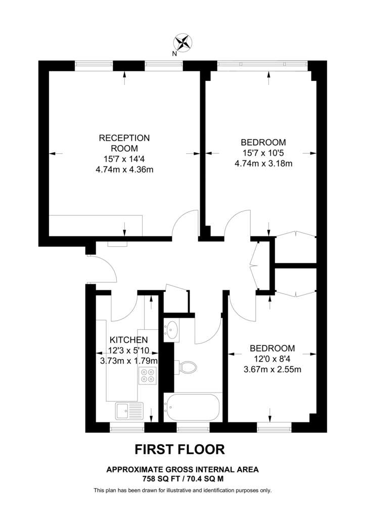 2 bedroom flat to rent - floorplan