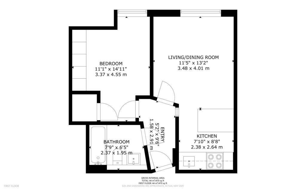 1 bedroom flat to rent - floorplan