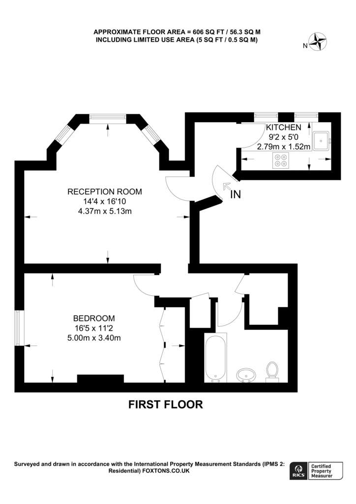 1 bedroom flat to rent - floorplan