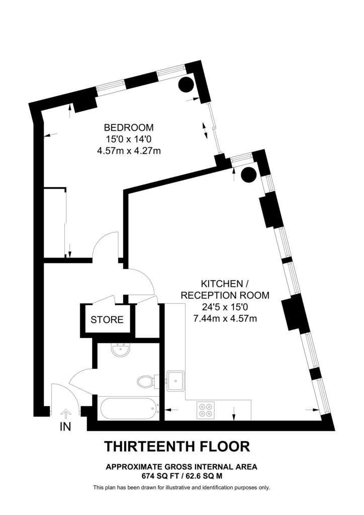 1 bedroom flat to rent - floorplan