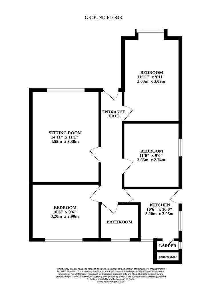 3 bedroom semi-detached bungalow for sale - floorplan