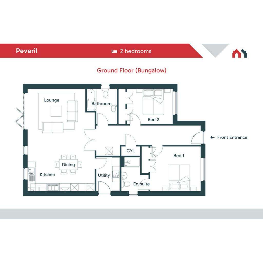 2 bedroom detached bungalow for sale - floorplan