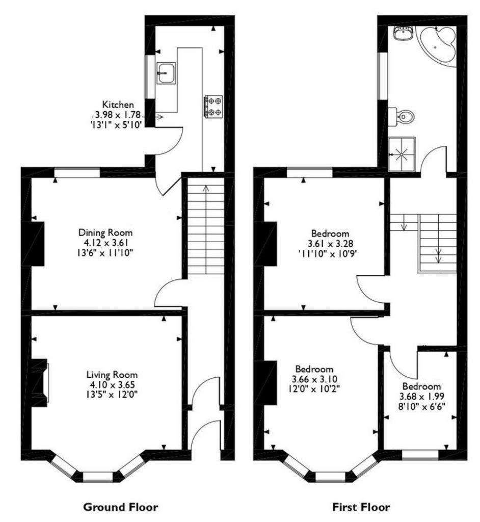 3 bedroom terraced house for sale - floorplan