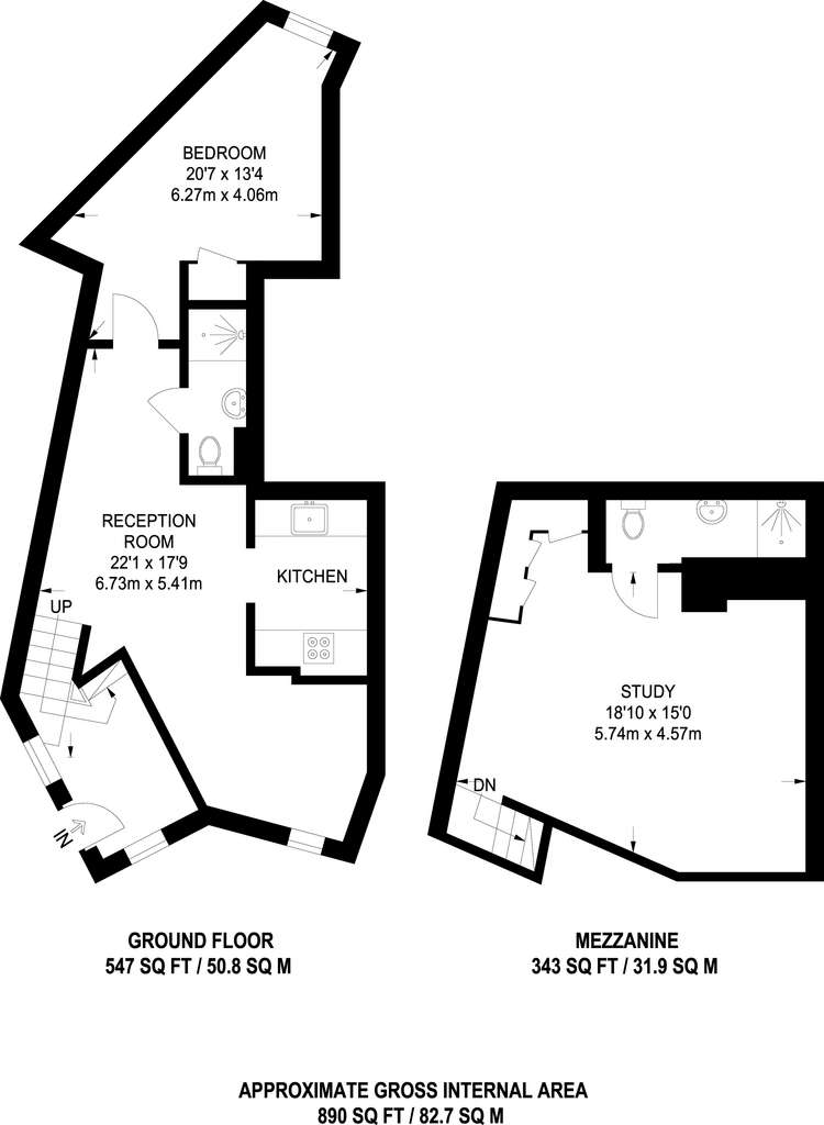 1 bedroom flat to rent - floorplan