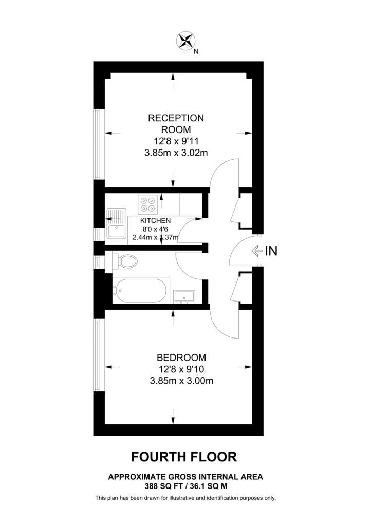 1 bedroom flat to rent - floorplan