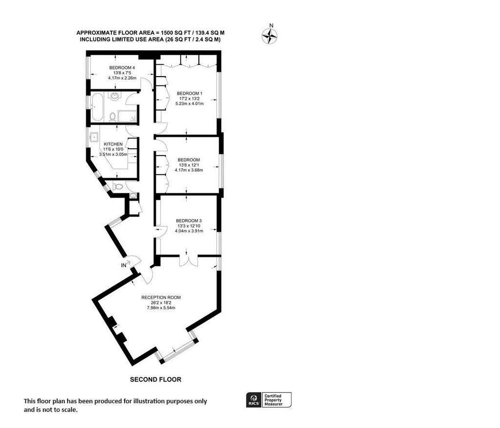 4 bedroom flat to rent - floorplan