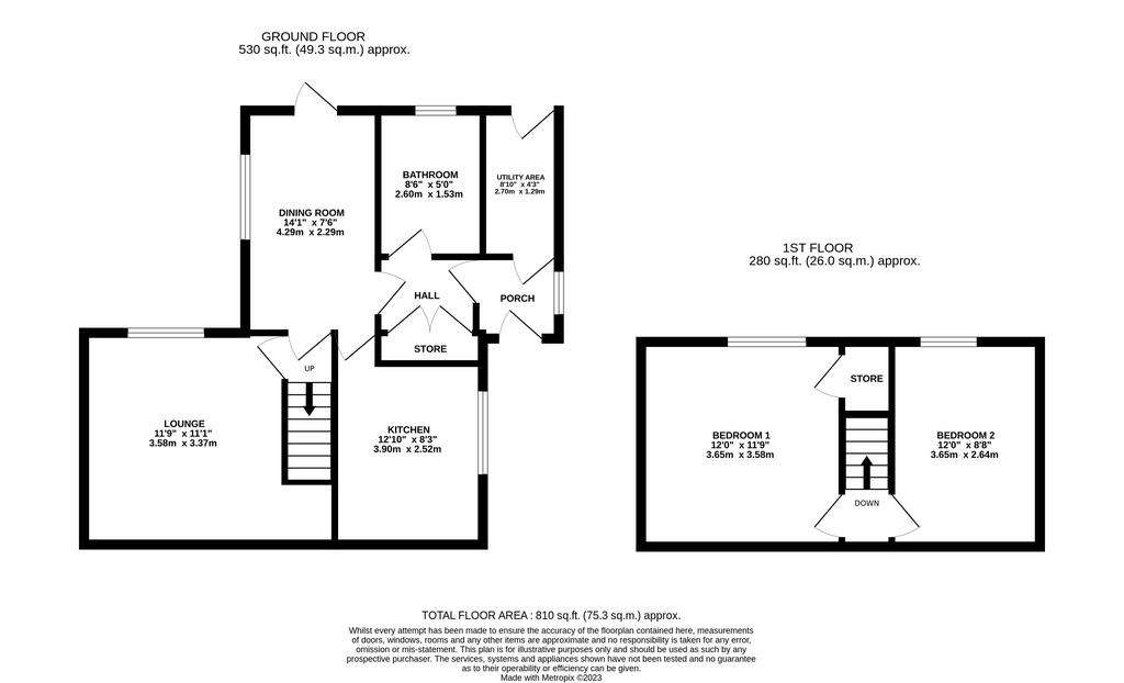 2 bedroom semi-detached house for sale - floorplan