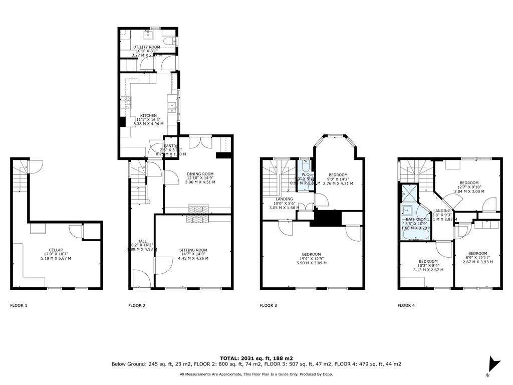 5 bedroom terraced house for sale - floorplan