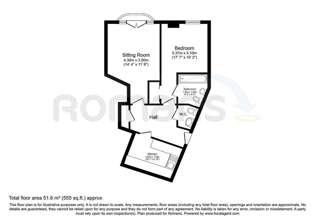 1 bedroom flat to rent - floorplan