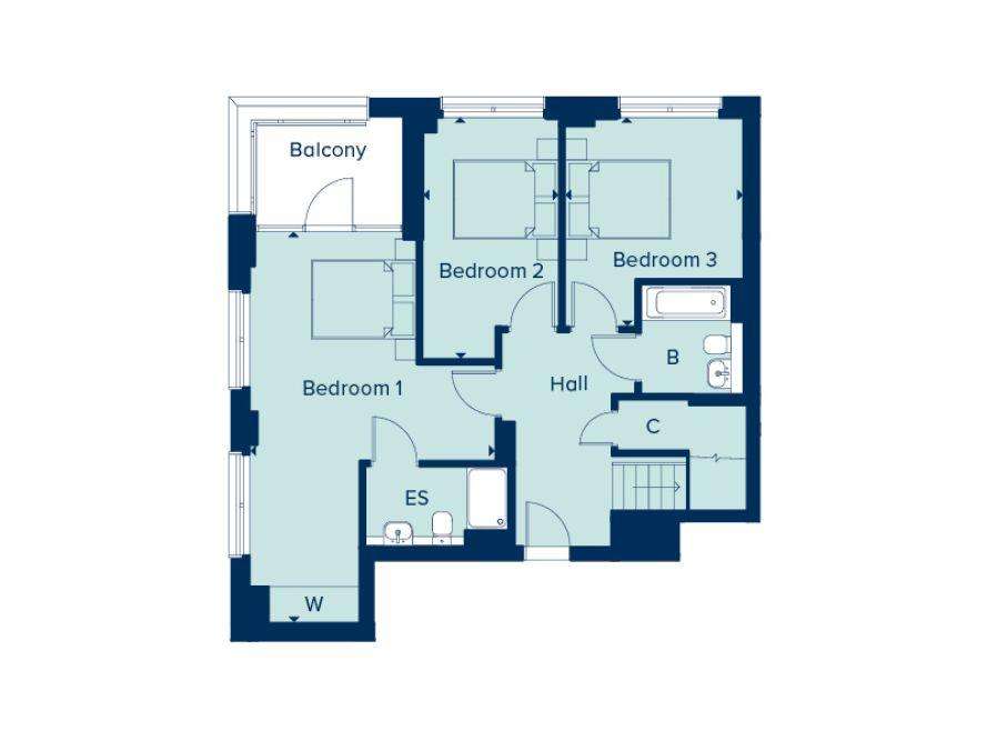 3 bedroom flat for sale - floorplan